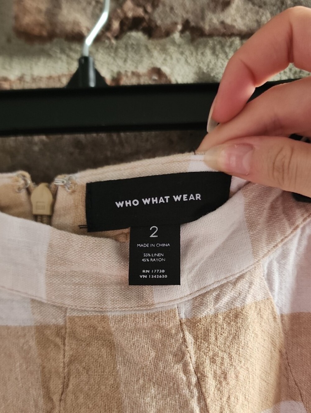 Who What Wear Cream and Tan Checked Midi Skirt - Picture 4 of 4